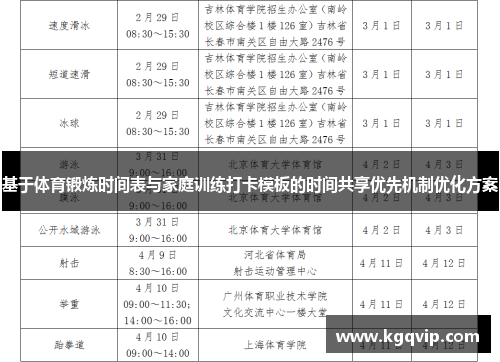 基于体育锻炼时间表与家庭训练打卡模板的时间共享优先机制优化方案
